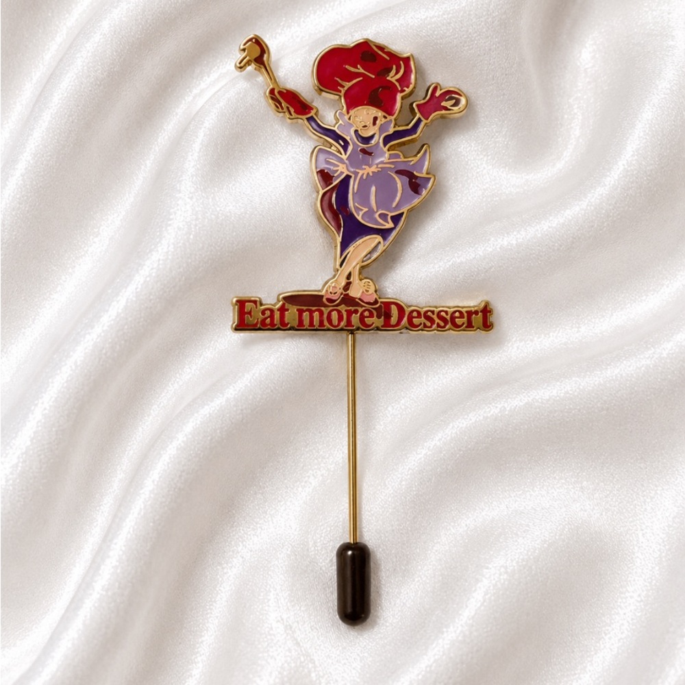 RED HAT SOCIETY “Eat More Dessert” Red & Purple Enamel Lapel Pin Stick